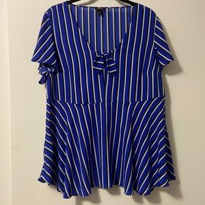 Torrid Striped Blouse with Keyhole - Size 1